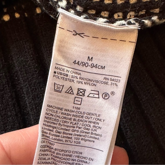 Banana Republic size Medium Black White Turtleneck Sweater - Picture 7 of 8